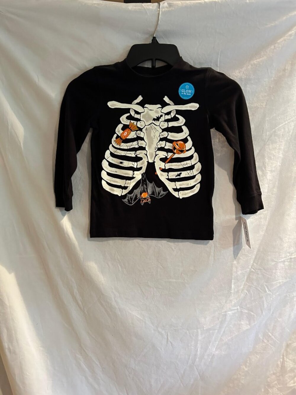 Carter's Boys 4 Black Skeleton Candy Graphic Tee Glow in Dark NWT Halloween